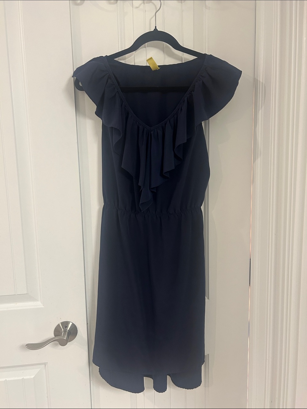Navy Ruffle Neck Women's Dress